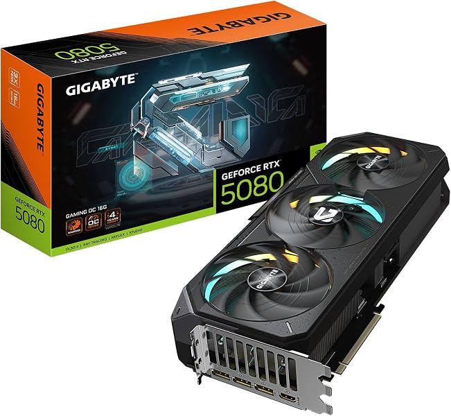 GIGABYTE GeForce RTX 5080 Gaming OC 16G Graphics Card, WINDFORCE Cooling System,