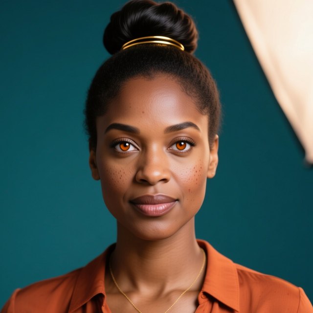 Portrait of Sana Okafor, AI assistant at AI Universe City